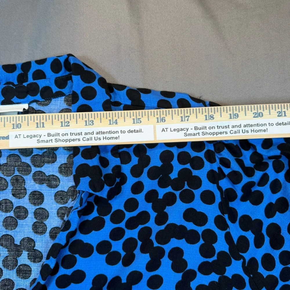 Ava & Viv Polka Dot Dress Womens 4X Blue Black Button Front Midi Casual Office - Picture 9 of 15